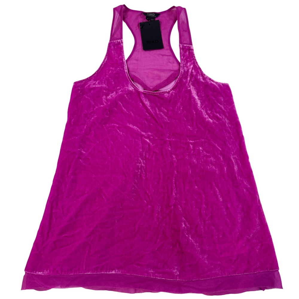 BIRD By Juicy Couture Gwen Razer Tank Shocking Pink Silk Velvet Racerback S